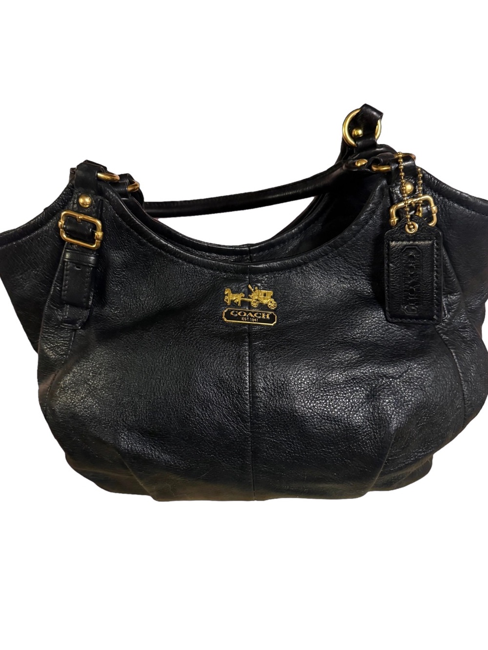 Coach Madison Maggie Black Pebbled Leather Hobo Shoulder Bag 18612